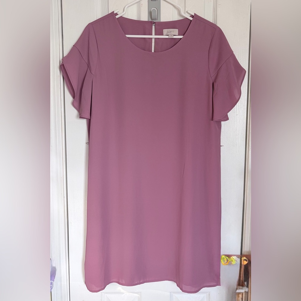 LOFT Mauve Flutter Sleeve Midi Dress